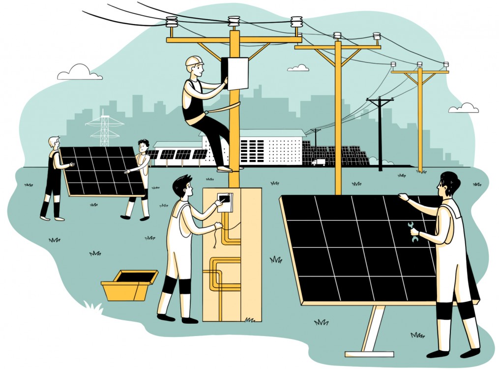 Solární panely pro firmy - Ilustrace na web pro 25 energy