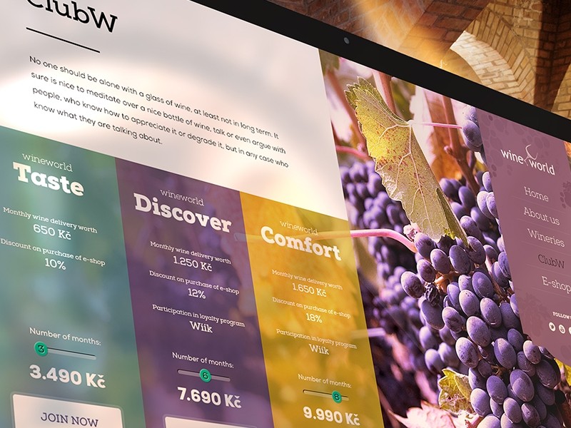 WineWorld koncept - UX, webová grafika