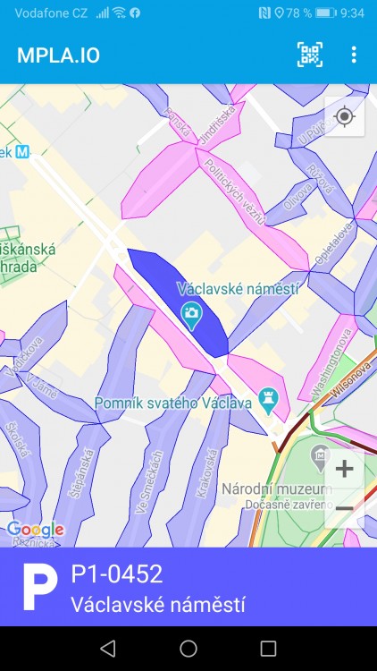 Mapa parkovacích zón | mobilní aplikace MPLA.IO
