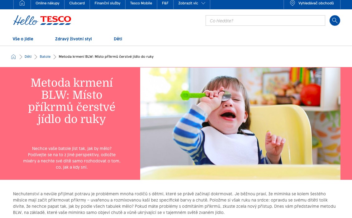 Tvorba článků pro portál Hello Tesco