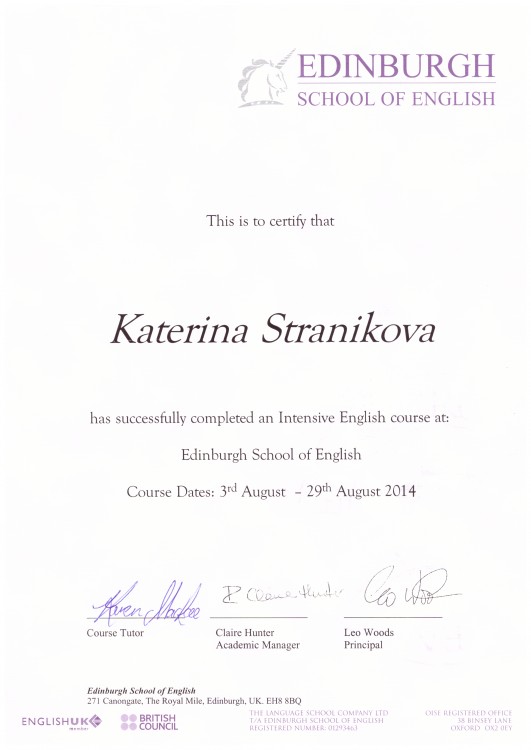 Edinburgh School of English, C1 (2014)