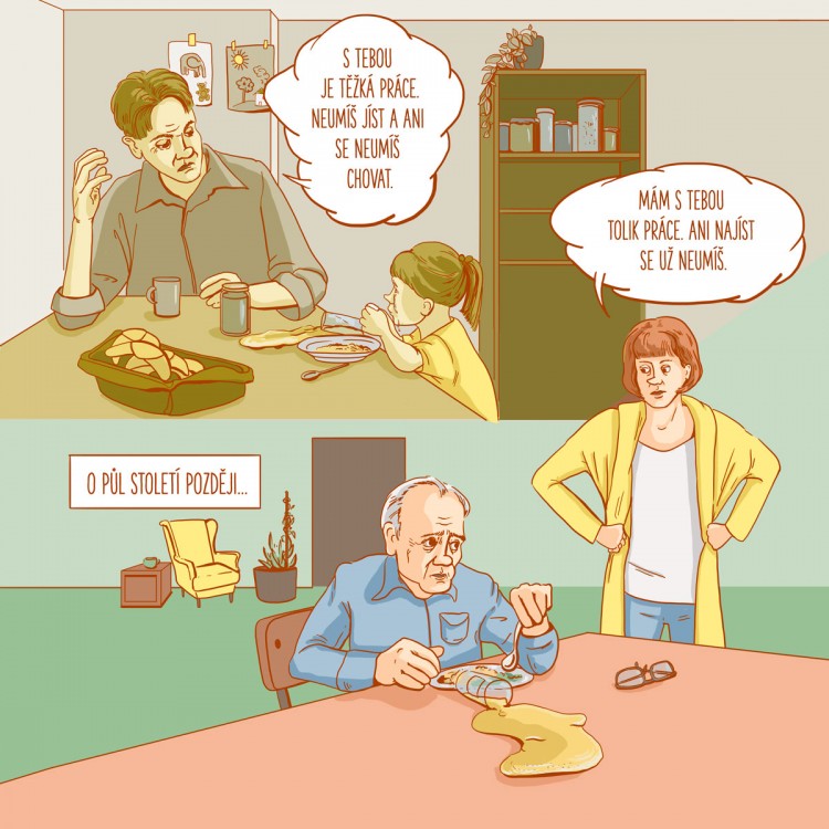 Komiskový strip Eva s tatínkem