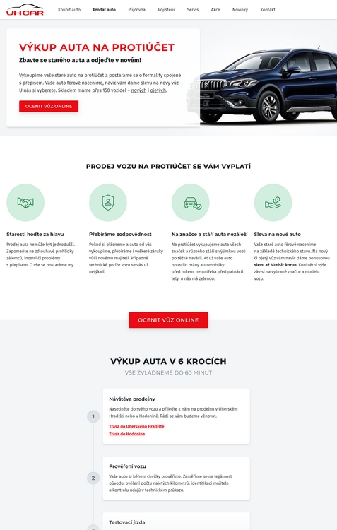 Kompletní tvorba obsahu a obsahové strategie pro nový web firmy UH Car