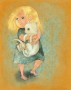 Ilustrace holčička s kočkou