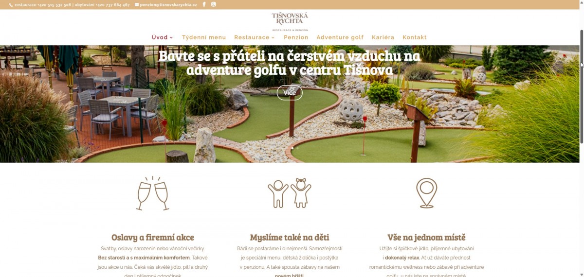 Web restaurace a penzionu Tišnovská rychta