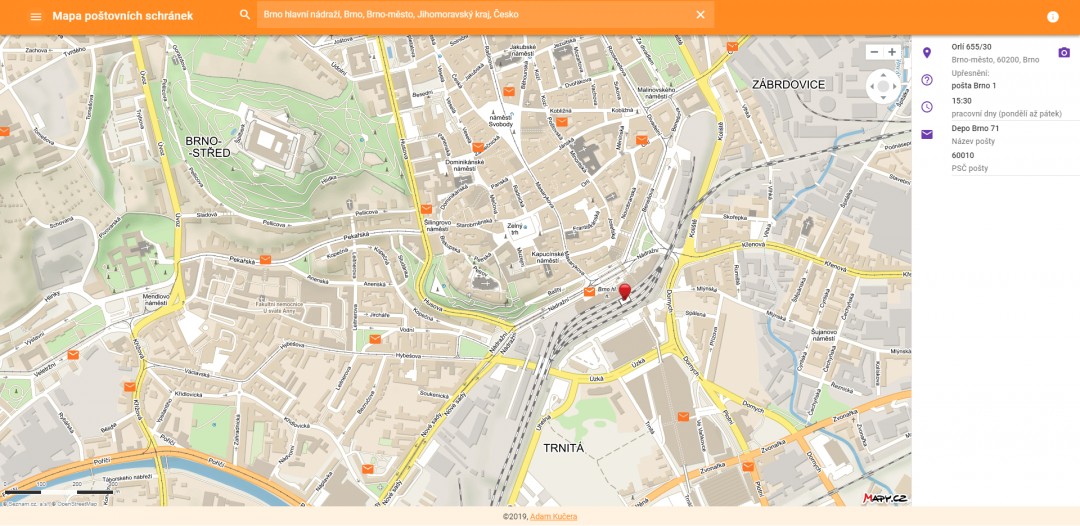 Vývoj aplikace Mapa poštovních schránek