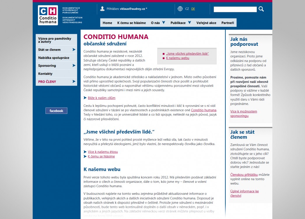 Webové stránky Conditio Humana