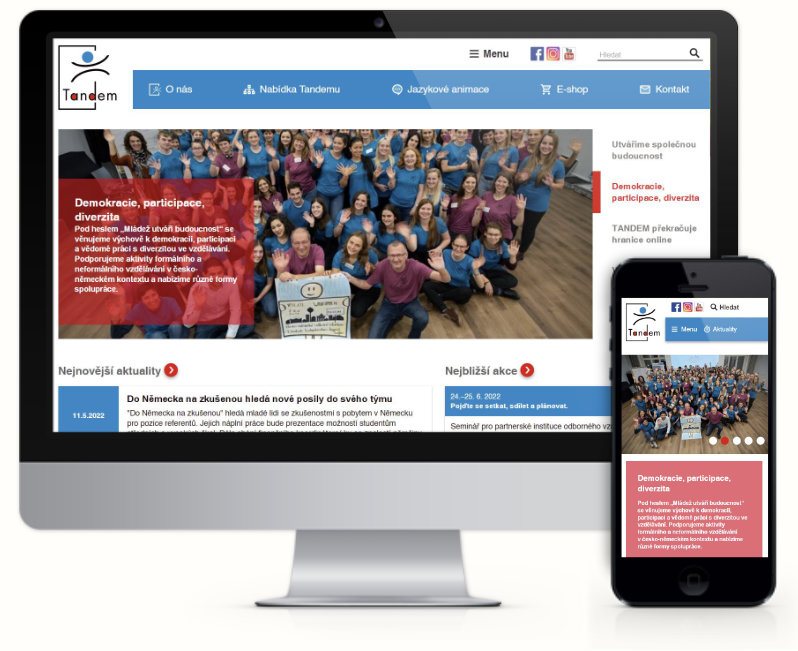 Webové stránky pro koordinační centrum česko-německých výměn mládeže Tandem
