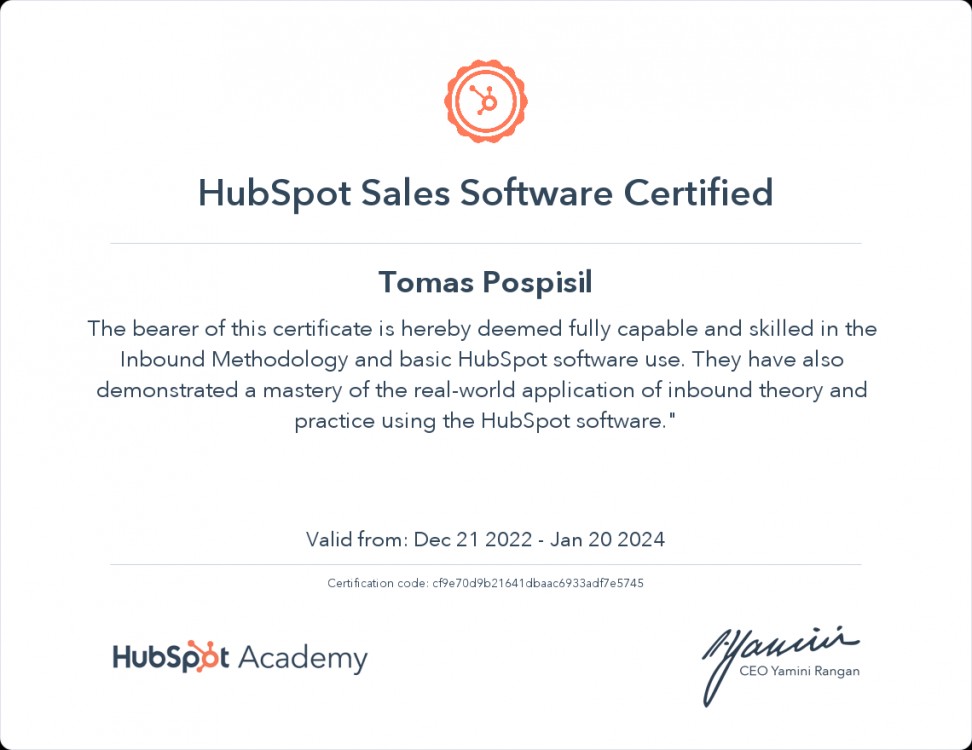 Hubspot Sales Software Certified