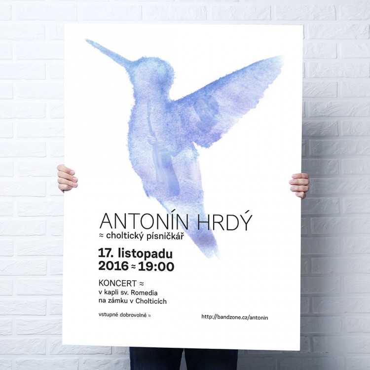 Grafický design plakátů a přebalu kazety pro písničkáře Antonína Hrdého