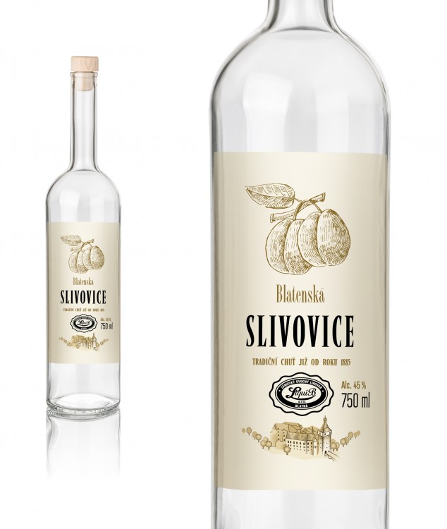 Grafický design etikety Blatenské Slivovice