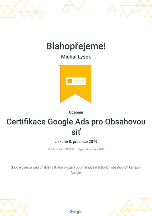 Certifikace Google Ads pro Obsahovou-síť Google
