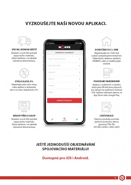 Upoutávka na aplikaci - strana z produktového katalogu Mekr's