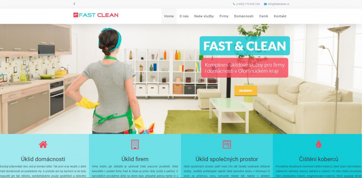 Webové stránky pro úklidovou službu Fast Clean