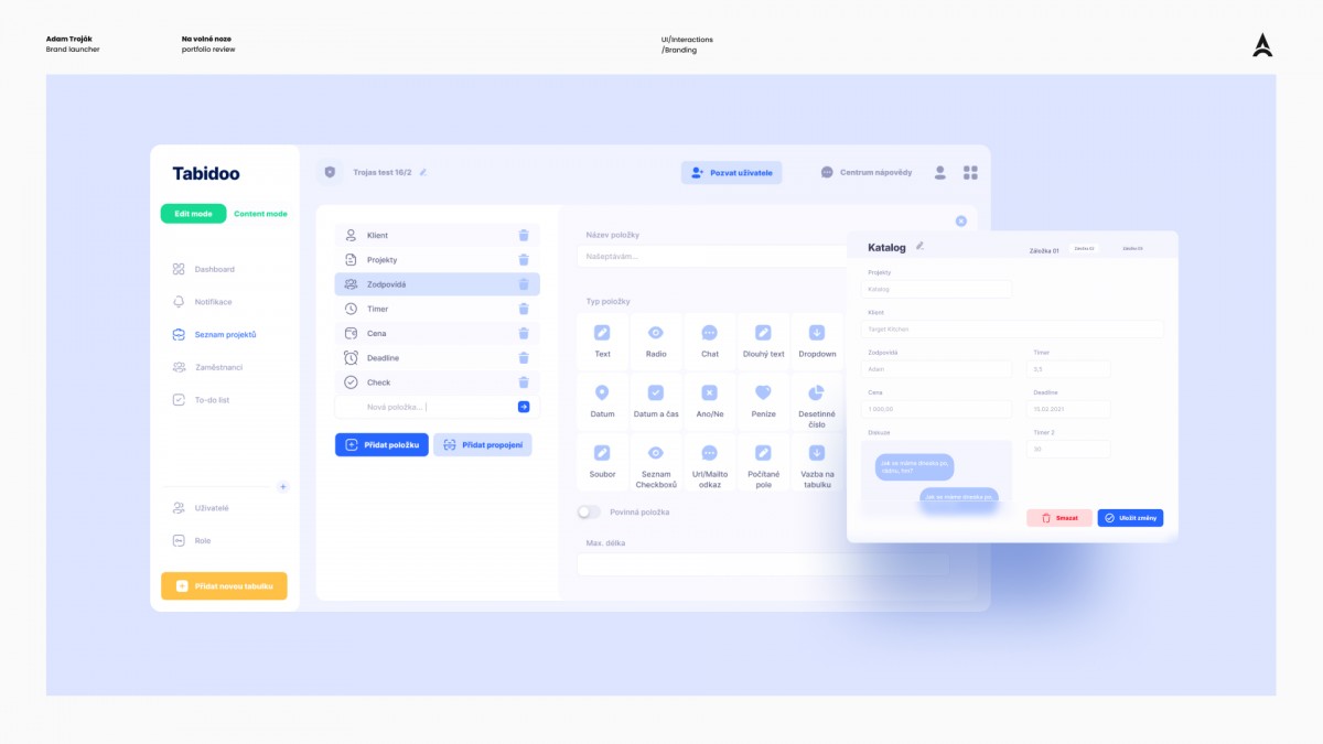 Ukázka z aplikace Tabidoo