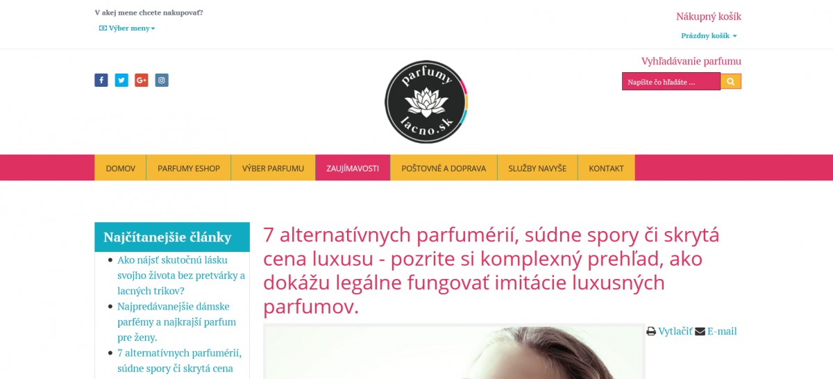 SEO článek pro web Pparfumylacno.sk