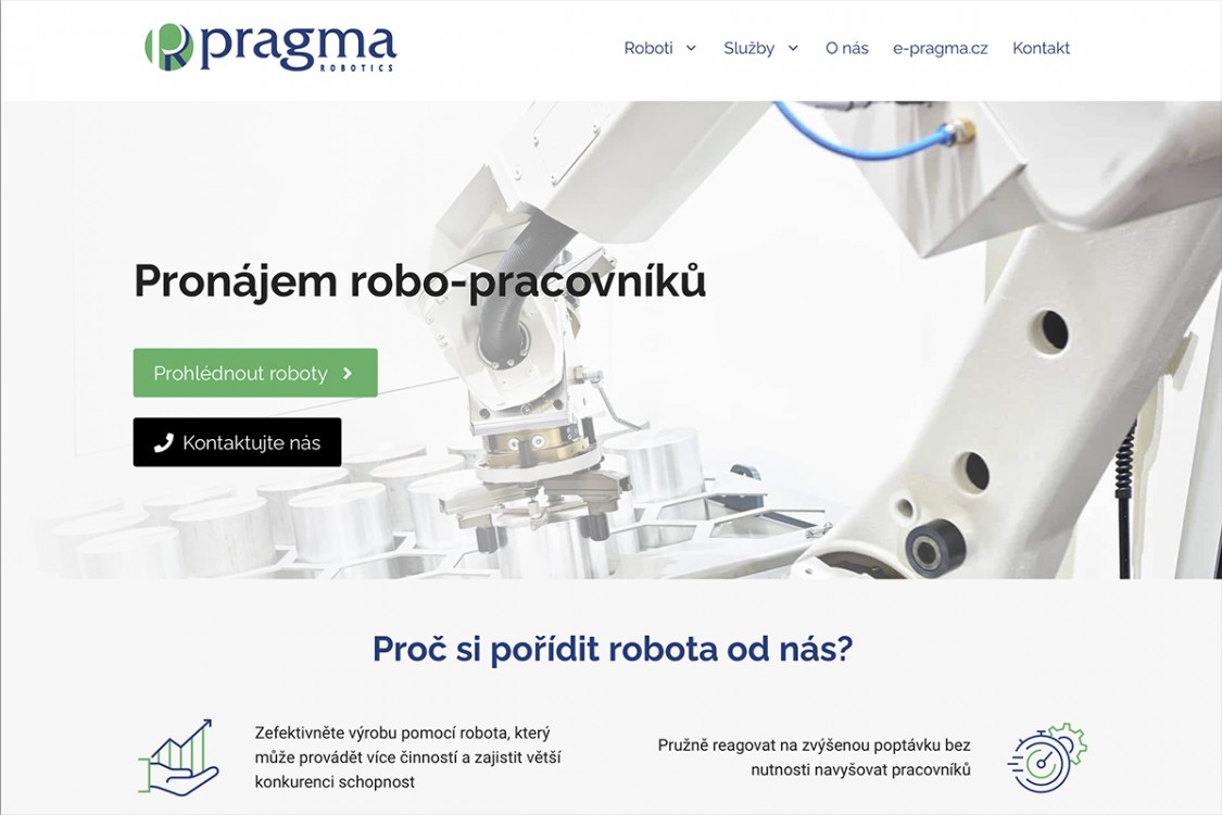 Tvorba webu Pragma Robotics