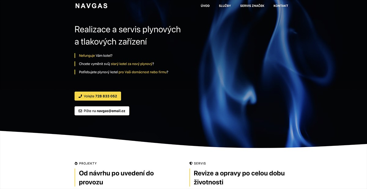 Design webových stránek firmy NAVGAS