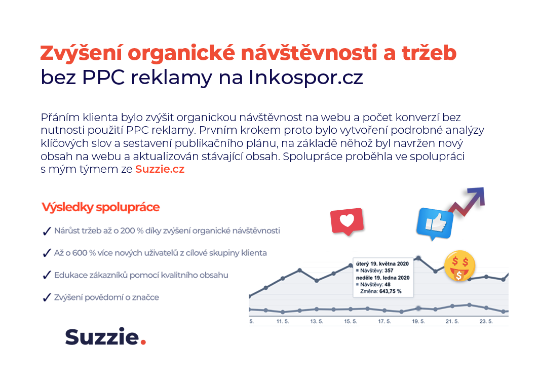 Zvýšení organické návštěvnosti a tržeb bez PPC reklamy na Inkospor.cz