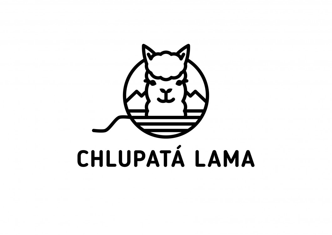 Chlupatá lama – černobílé logo