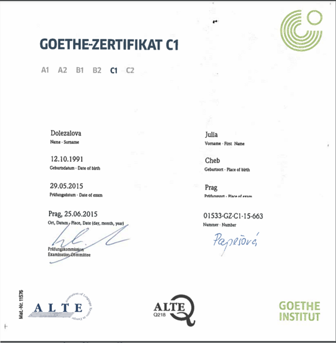 Goethe certifikát C1