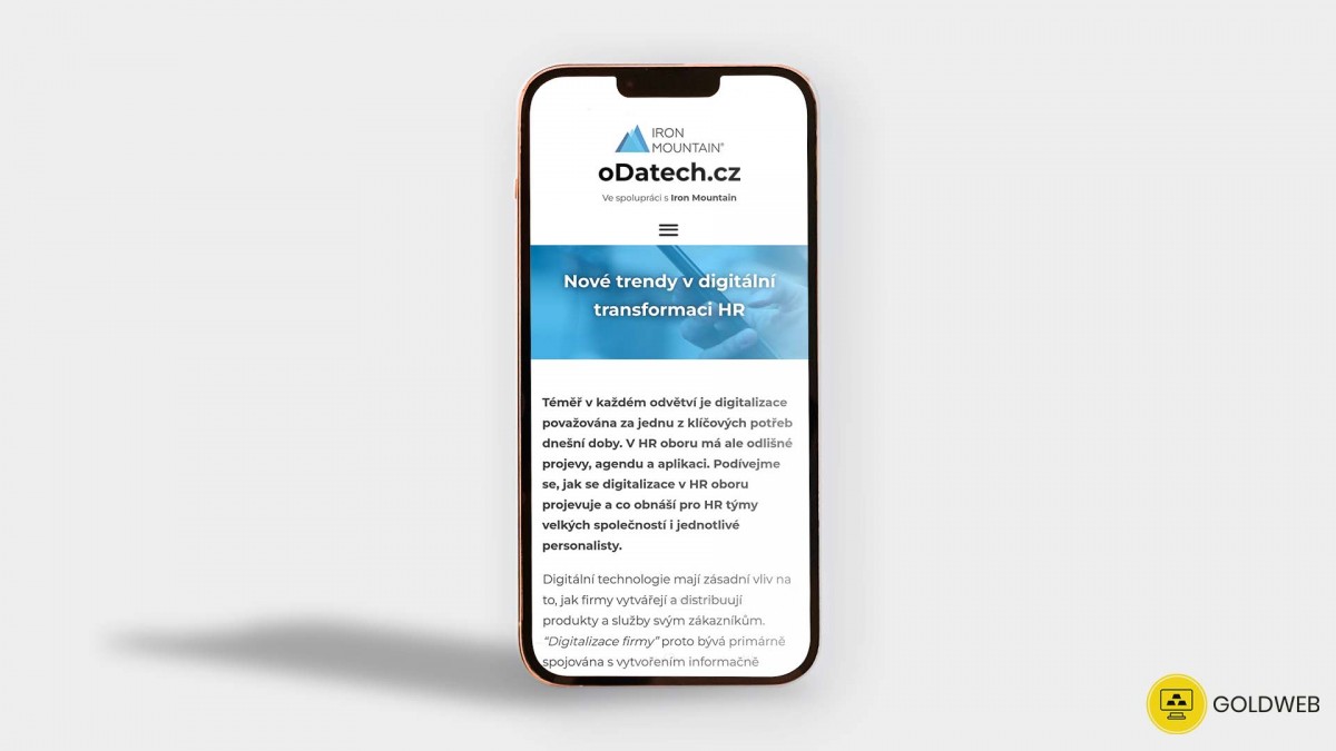 Grafický návrh webu oDatech.cz – mobilní verze