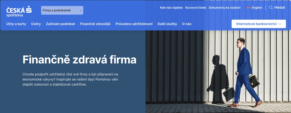 Web Česká spořitelna – finanční zdraví podnikatelů