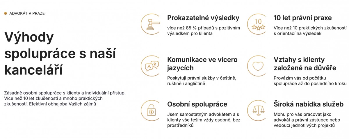 Textace webu pro právnickou kancelář z Prahy (Výhody spolupráce)
