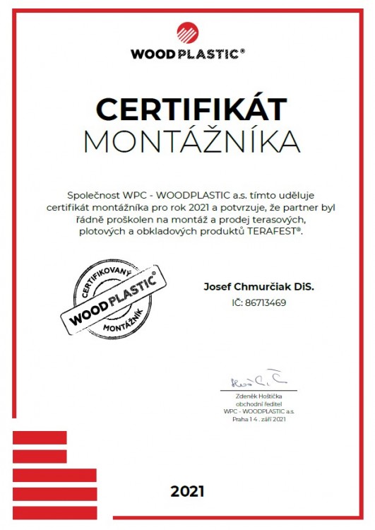 Certifikát Woodplastic