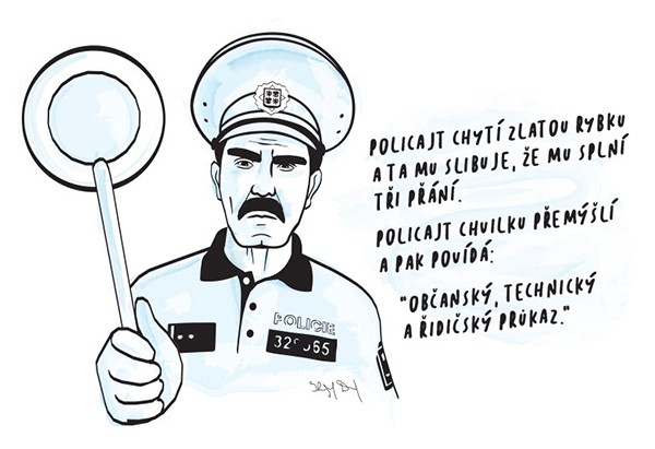 Ilustrace k článku o policistech pro Pravý domácí časopis