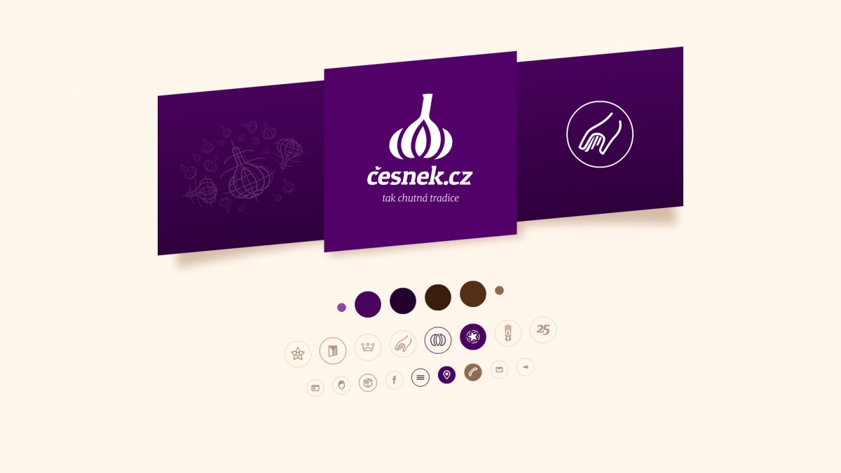 Česnek.cz – branding, logo, vizuální identita, digital & print, infografika, webdesign