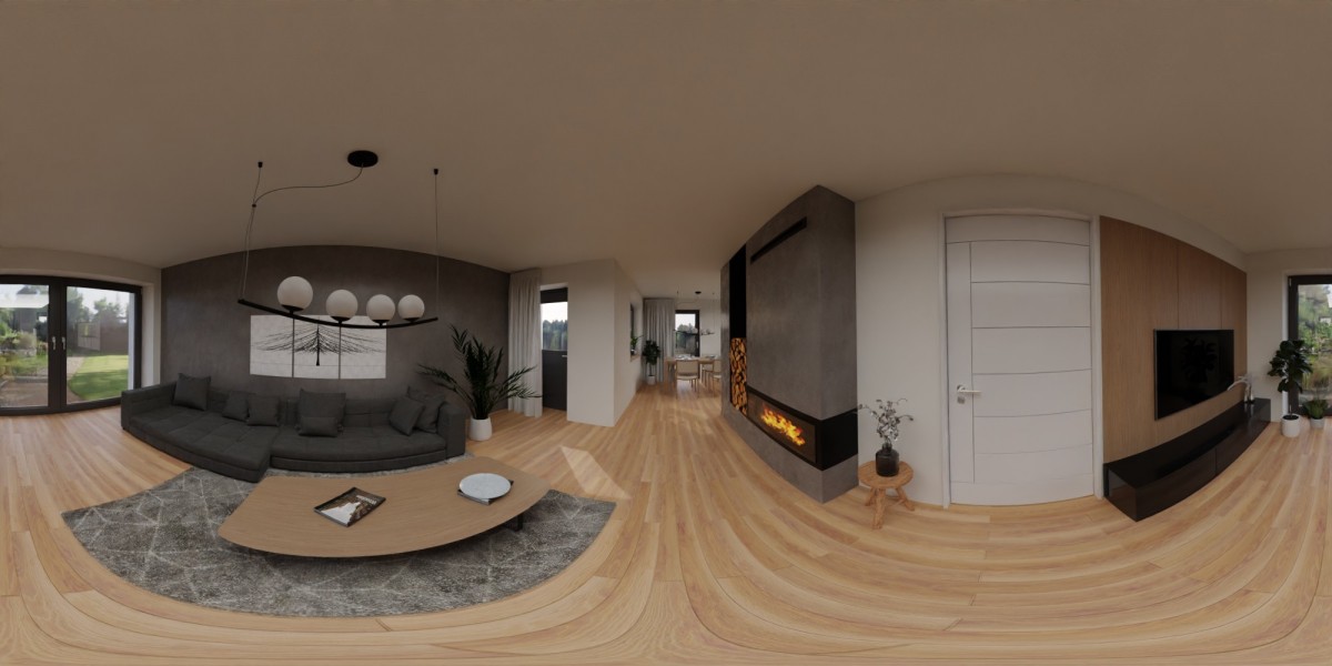 Panoramatický snímek obývacího pokoje