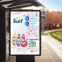 Reklamní poutač pro prací prášek Surf