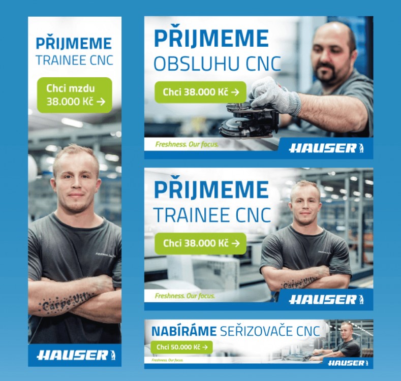 Bannery k náboru zaměstnanců do výroby firmy HAUSER spol. s r. o.