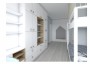 Postel a úložné prostory – vizualizace | návrh interiéru dětského pokoje pro 2 kluky, Brno