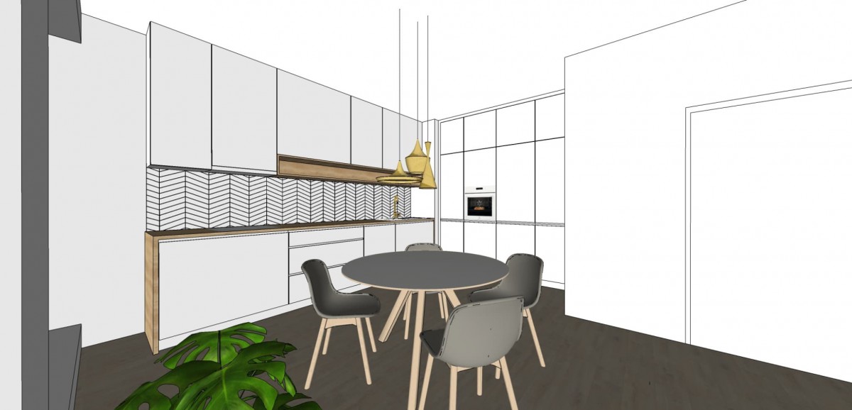 Celkový pohled | návrh interiéru kuchyně