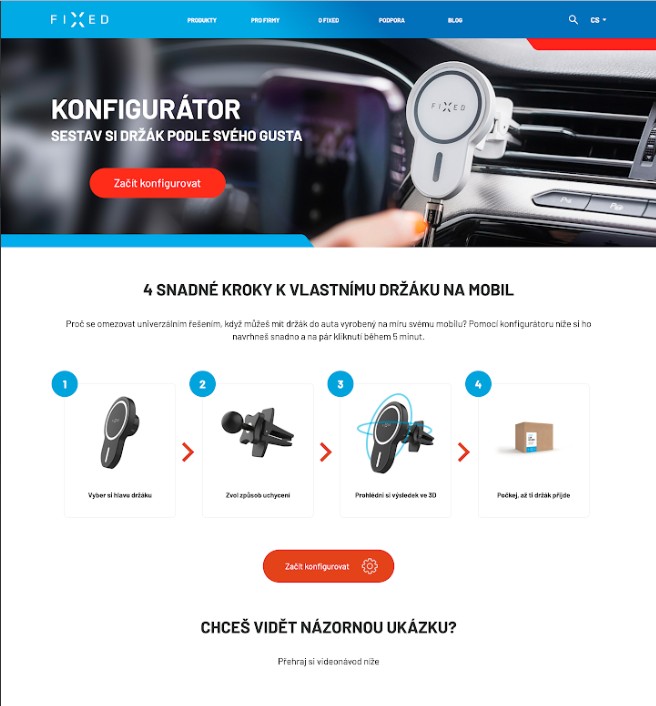 Landing page pro FIXED (český výrobce mobilního příslušenství)