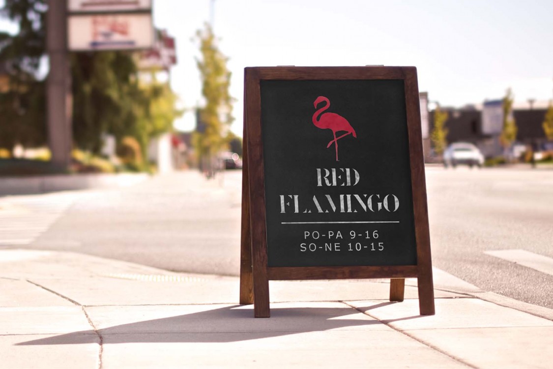 Poutač pro značku Red Flamingo