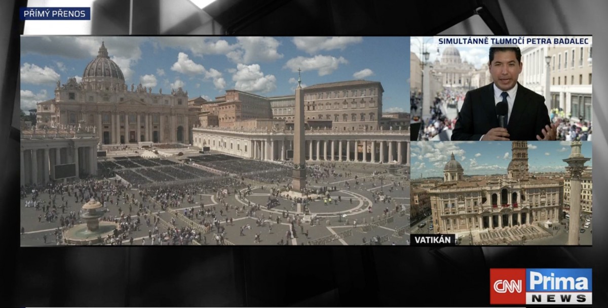 Simultánní tlumočení živě v TV (pohřeb papeže Františka)