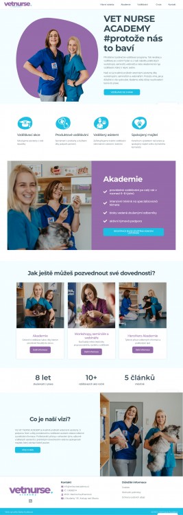 Webové stránky pro Vet Nurse Academy