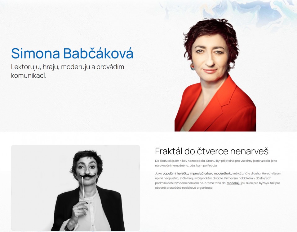 Webcopy pro herečku, moderátorku a průvodkyni komunikací Simonu Babčákovou