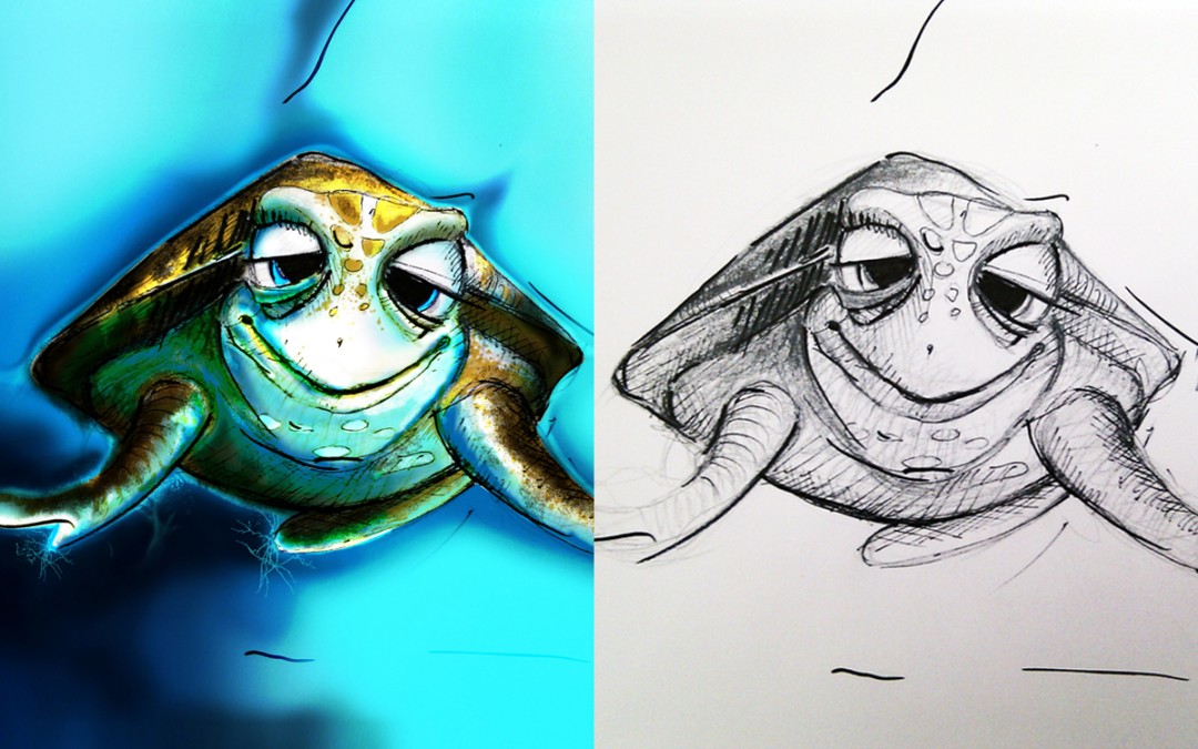 Kresba pohádkové želvy