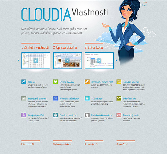 Redesign webu CMS systému Cloudia