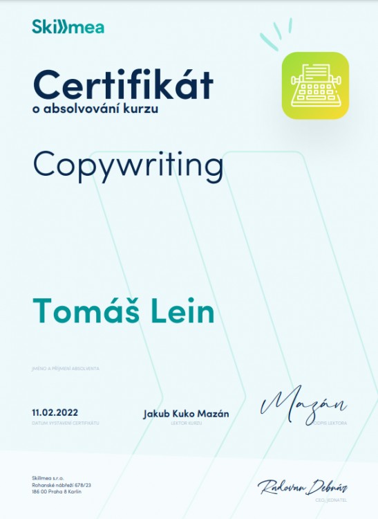Certifikát | Copywriting