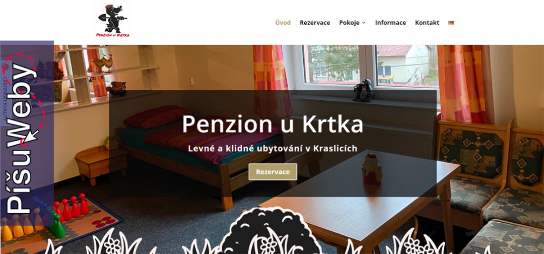 Penzion U Krtka – tvorba webových stránek