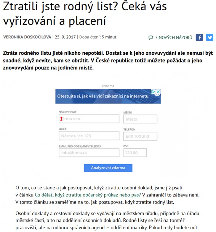 Ztratili jste rodný list? Čeká vás vyřizování a placení | článek pro Měšec.cz