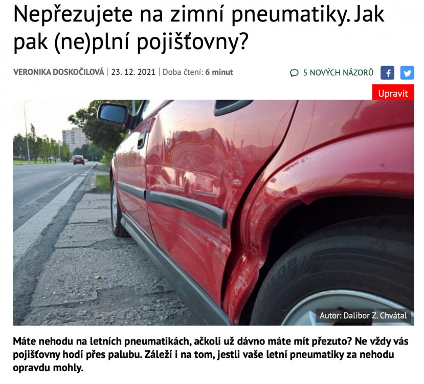 Nepřezujete na zimní pneumatiky. Jak pak (ne)plní pojišťovny?