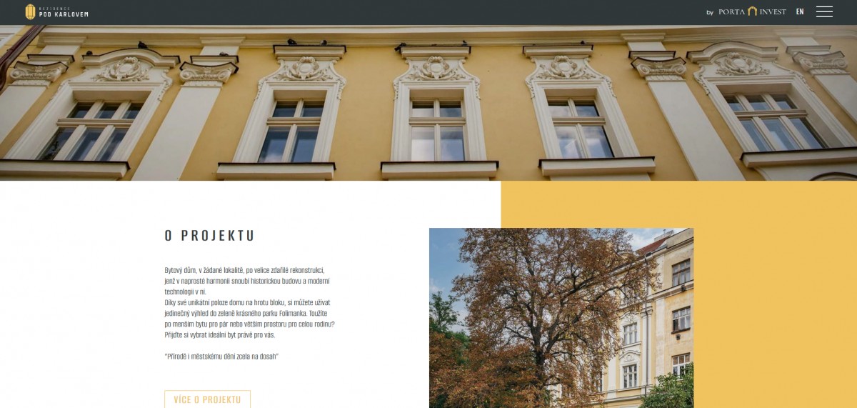 Web copy pro rezidenci Pod Karlovem