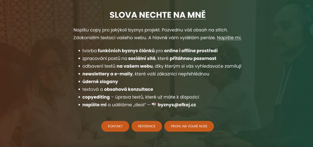 Tohle všechno pro vás udělám. Navštivte můj web efkej.cz