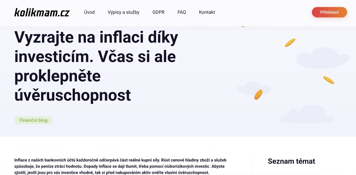 Blogové články pro klienta CRIF a jeho web Kolikmám.cz